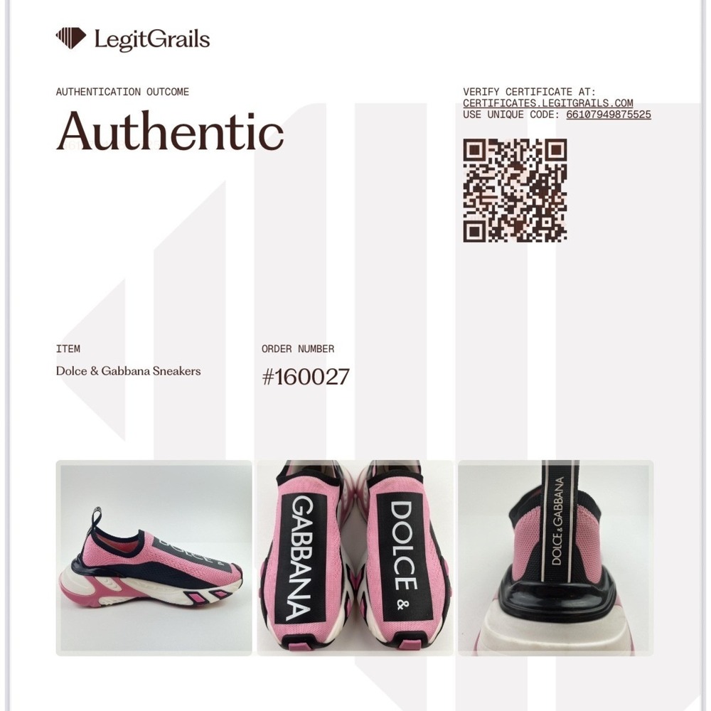Dolce & Gabbana Sorrento Logo Sneakers Pink Slip On Womens 39.5 Authentic - Picture 12 of 12
